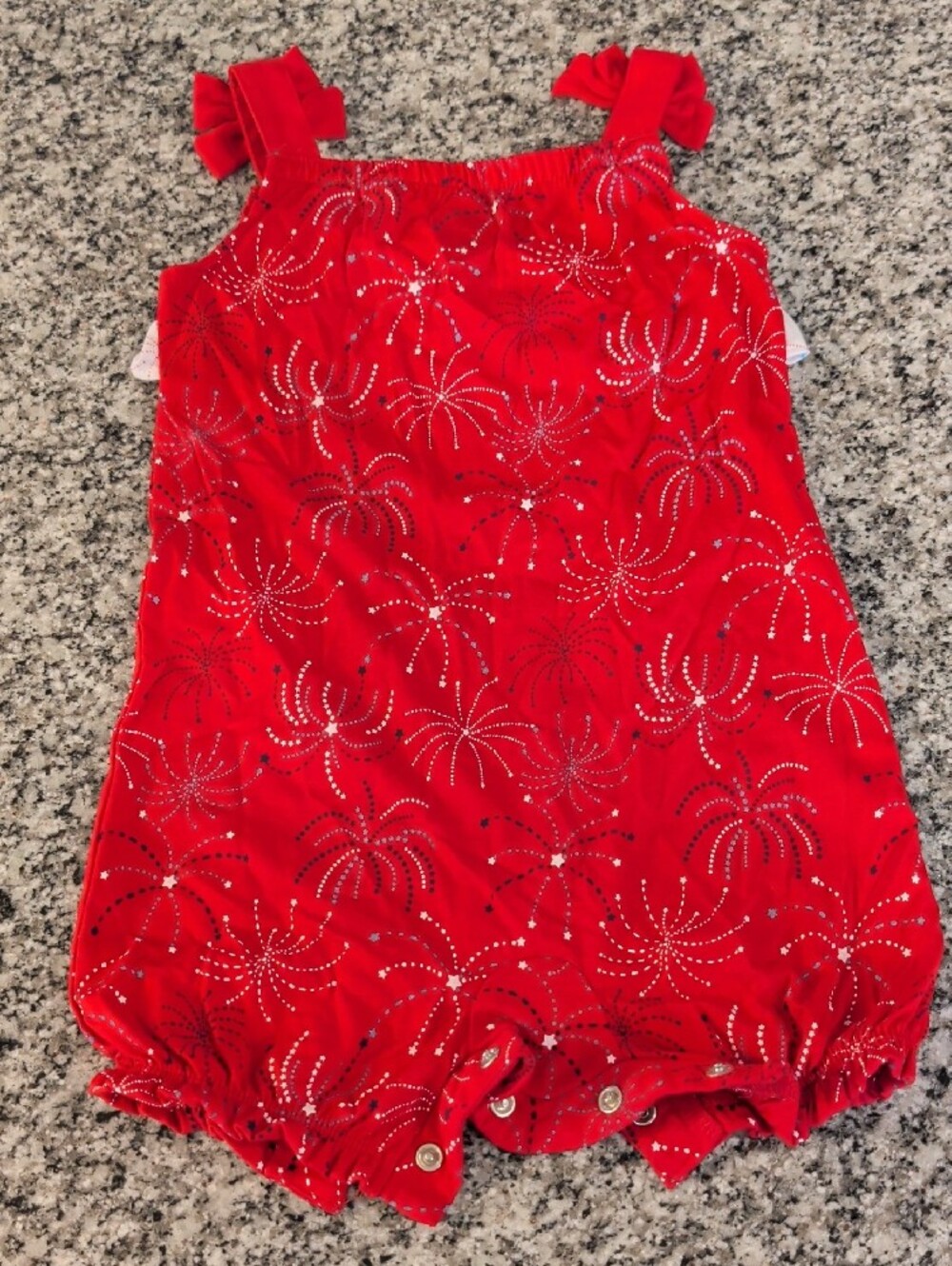 Red Girls' Firework Ruffle Romper - Picture 3 of 3
